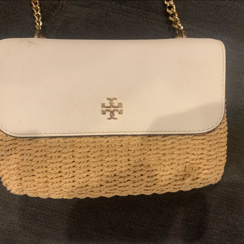 Tory Burch straw clutch